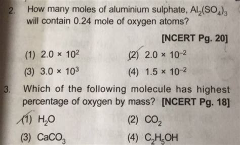 How Many Moles Of Aluminium Sulphate Al So Will Contain Mole