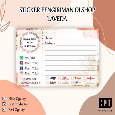 Jual Laveda Sticker Label Pengiriman Olshop Custom Label Pengiriman