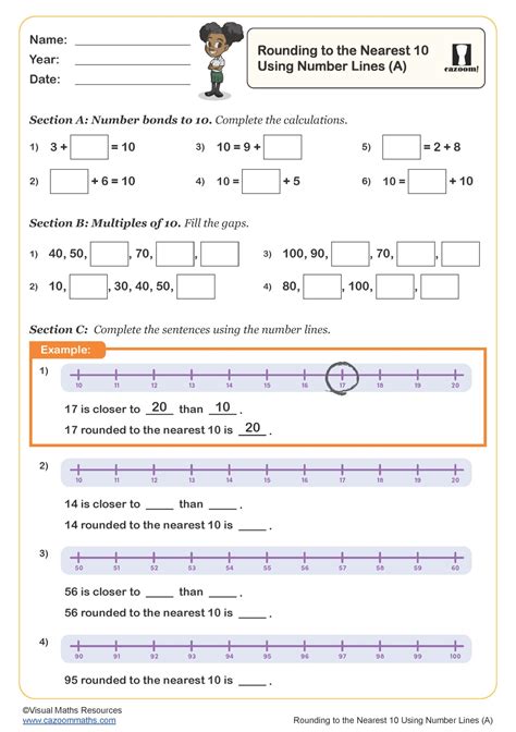 Rounding Numbers To The Nearest 10 Using Number Lines A Worksheet Key Stage 2 Pdf Number