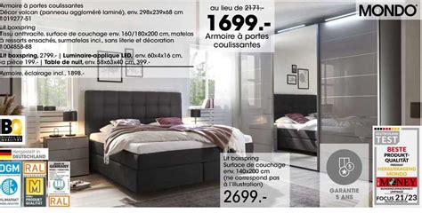 Promo Armoire à Portes Coulissantes Mondo Lit Boxspring chez Mobel