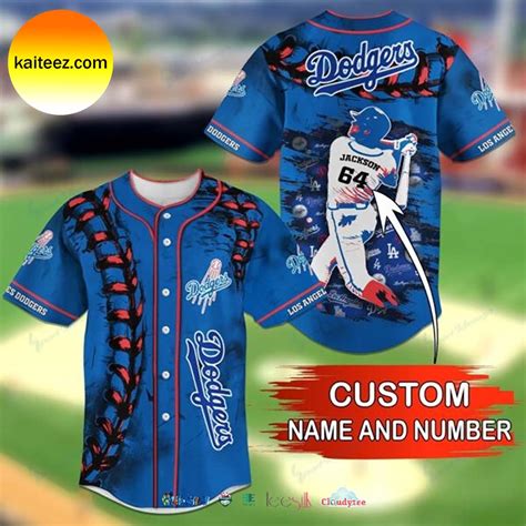 Custom Name Los Angeles Dodgers Grunge Pattern Baseball Jersey - Kaiteez