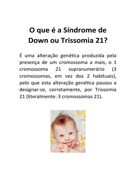Entendendo a Trissomia 21 e suas características | PDF