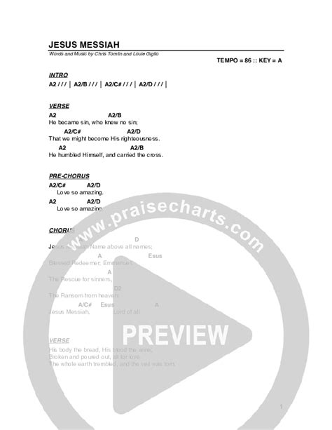 Jesus Messiah Chords PDF (G3 Worship) - PraiseCharts