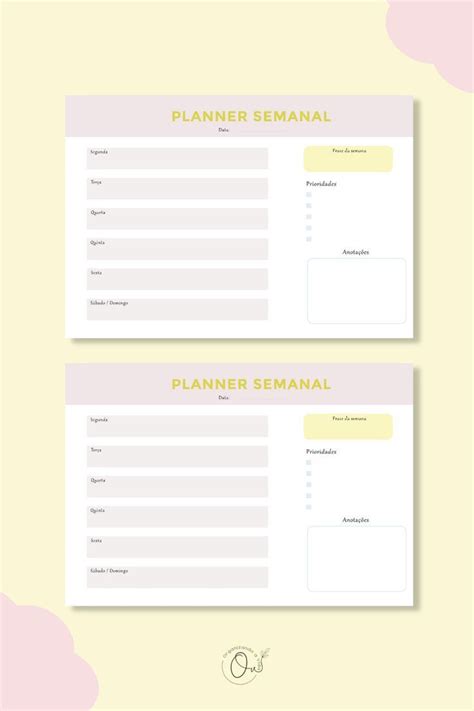 Planner Mensal Planner Semanal Arquivo Digital A5 Elo7