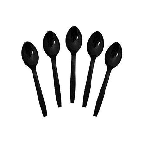 Party Essentials Hard Plastic 9 Serving Spoons Black 12 Count