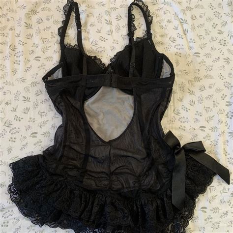Black Lace Lingerie With Bow Detailings Reminds Me Depop