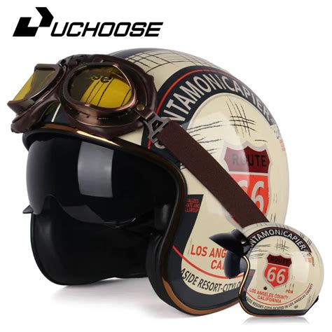 Uchoose Retro Helmet Motorcycle Opening Vintage Motorcycle Helmet