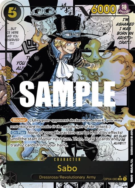 Op04 083 Sabo Manga Super Rare Alternative Art One Piece Tcg Card