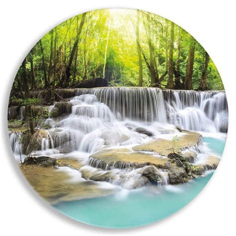 Waterfall Sunset Circle Acrylic Glass Wall Art | The Canvas Art ...