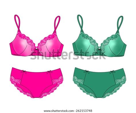 Sexy Set Of Lingerie Bra And Panties Isolated Vector Illustration