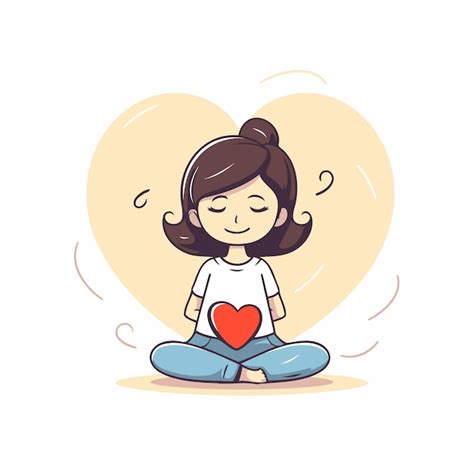 Una Chica Linda Meditando En La Posici N Del Loto Ilustraci N Vectorial