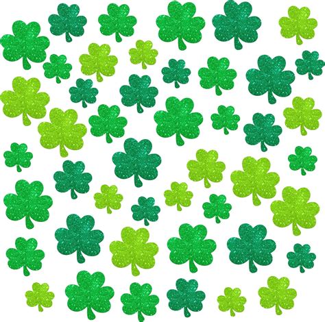 Amazon Mini Glitter Green Shamrock Paper Cutouts 4 7 Pack Of