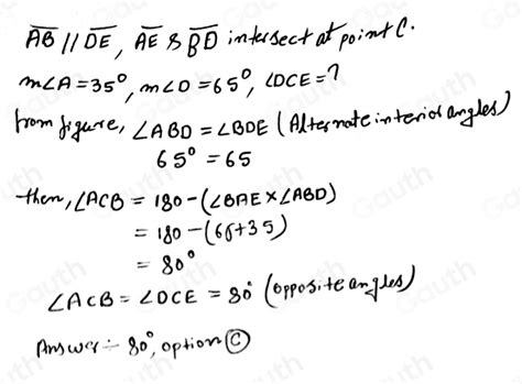 Solved In The Diagram Overline Ab And Overline De Are Parallel