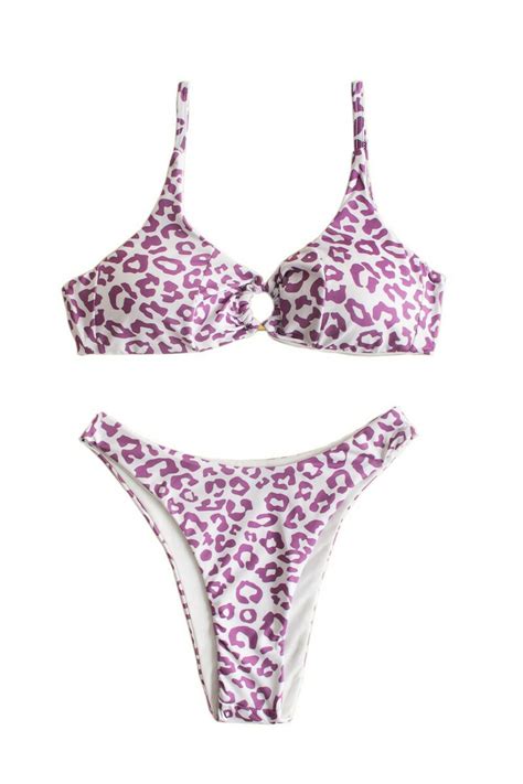 Olympic Stores 020436 Set Bikini Animal Print Τριγωνάκι Ψηλόμεσο Λιλά