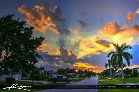 Sunset Over Palm Beach Gardens Neighborhood Florida Hdr Photography By Captain Kimo