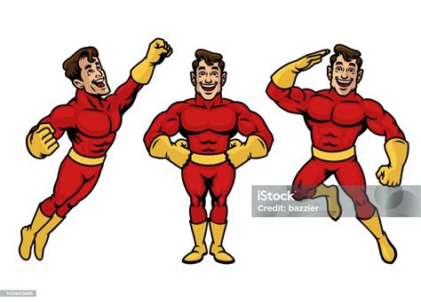 Set Of Cartoon Super Hero Character Stock Illustration Download Image