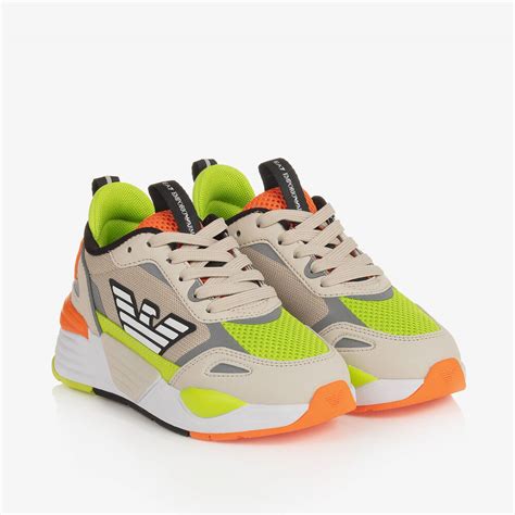 EA7 Emporio Armani - Beige Ace Runner Trainers | Childrensalon