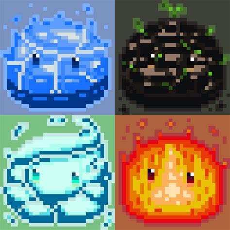 ArtStation - Pixeled Set of Elemental Spirits