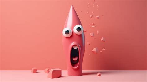 Big Eye Pink Pencil With Angry Eyes On Orange Backgrounds | JPG Free Download - Pikbest