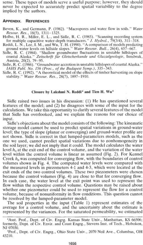 Closure To Probabilistic Analysis Of GroundWater Levels In Hillside