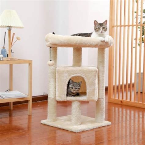 Modern Small Cat Tree Cat Tower With Sisal Scratching Post Cozy Condo