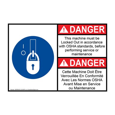 English French Ansi This Machine Must Be Locked Out Label Sierraintl