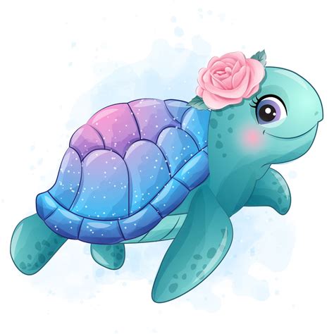 Cute Sea Turtle Clipart With Watercolor Illustration - Etsy