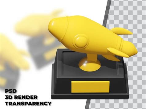 Premium PSD | 3d rocket trophy with transparency background