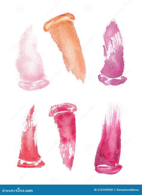 Multicolor Lipstick Swatches Made with Watercolor Stock Illustration ...