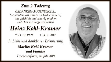 Traueranzeigen Von Heinz Kohl Kramer Trauerhnade