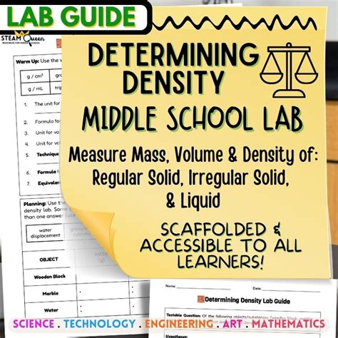 Density Lab Mass Volume And Density Of Liquids Regular And Irregular Solids Udl Made By Teachers