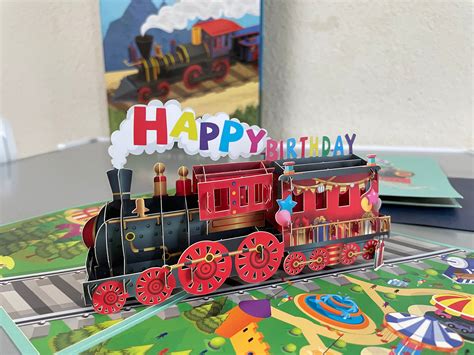 3D Train Pop up Card, Happy Birthday Card, Pop up Card Birthday - Etsy
