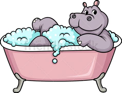 Hippo Having A Bath Cartoon Clipart Vector Friendlystock