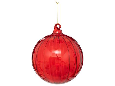 D Co Sapin De No L Maxi Boule Stri E En Verre D Cm Rouge