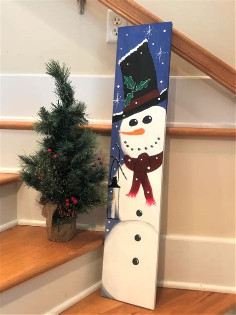 Snowman Porch Sign Winter Porch Sign Snowman Wood Sign Tall Etsy