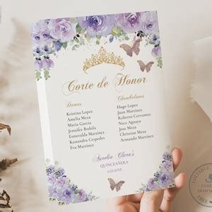 Purple Lilac Floral Gold Butterflies Quincea Era Program Printable