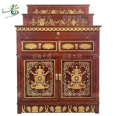 Tibetan Style Solid Wood Three Layer Buddha Niche Clothes Closet With