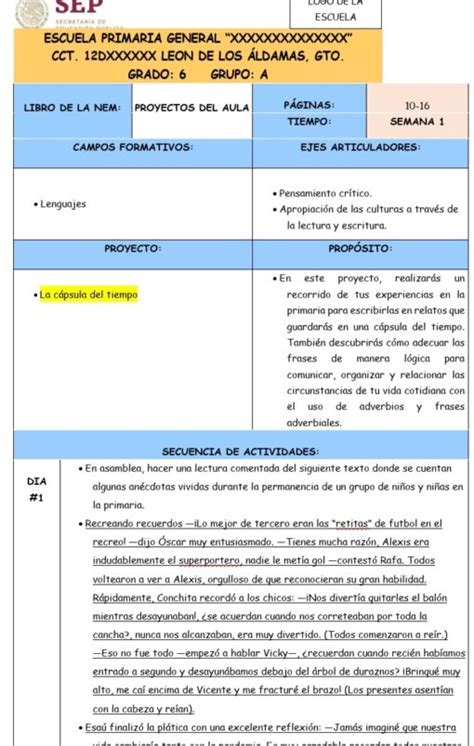 PLANEACIÓN DE LA NEM SEXTO GRADO SEMANA 1 4 2023