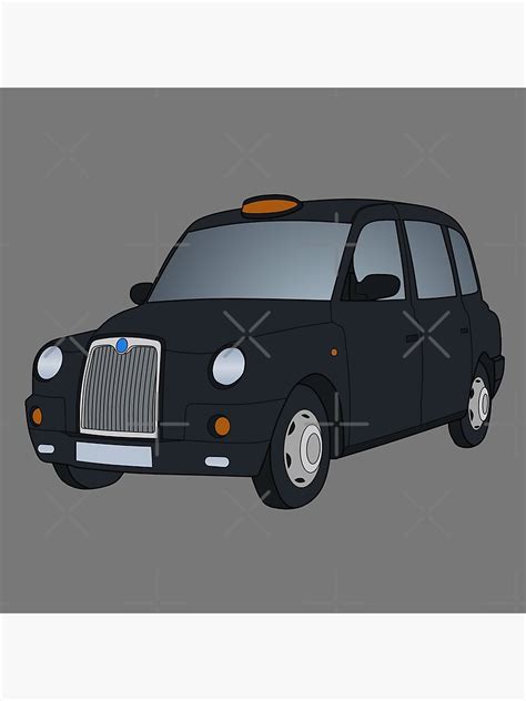 Uk Black Taxi Cartoon Art Grey Poster For Sale By Oojamaflip