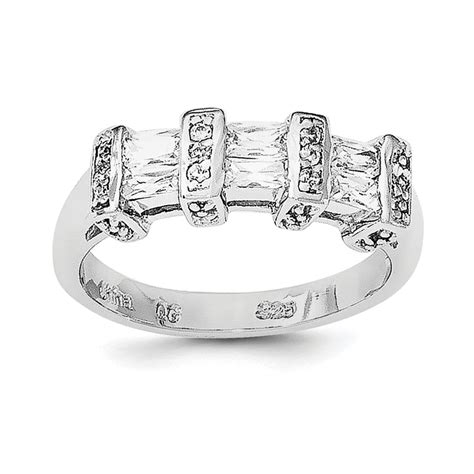 Sterling Silver Polished Rhodium Plating Cubic Zirconia Ring