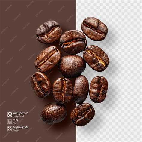 Premium PSD | A close up of coffee beans with a white background