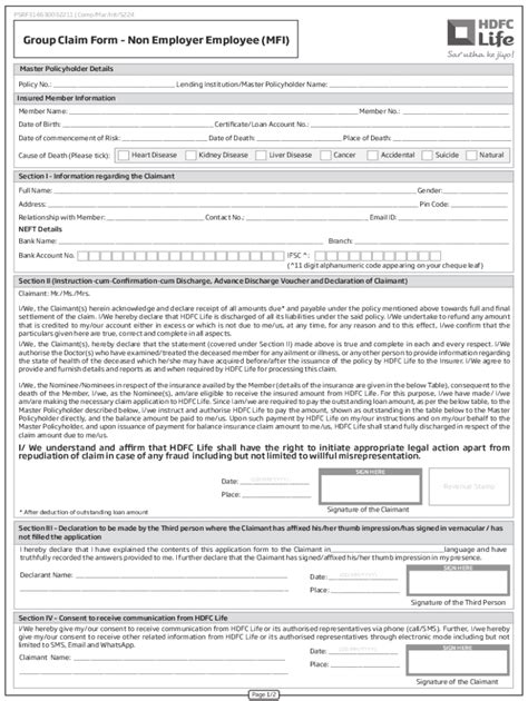 Fillable Online Group Claim Form Non Employer Employee Mfi Fax