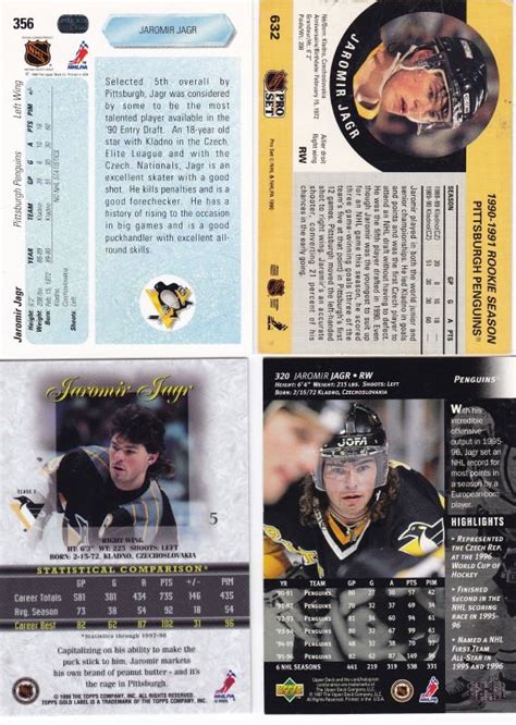 4 Assorted Jaromir Jagr Hockey Cards - Including Rookie Card