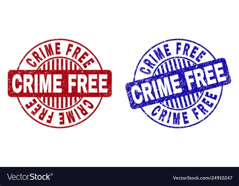 Grunge Crime Free Scratched Round Watermarks Vector Image