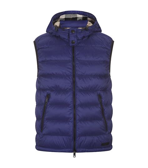 Burberry Brit Down Filled Hooded Gilet In Blue For Men Lyst