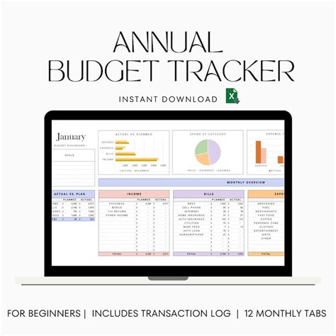 Annual Budget Spreadsheet Annual Budget Tracker Excel Budget Tracker - Etsy