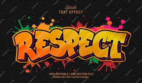 Premium Vector | Respect editable text effect style graffiti