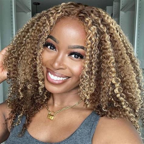 Nadula Honey Blonde Kinky Curly 13x4 Lace Front Wigs Human