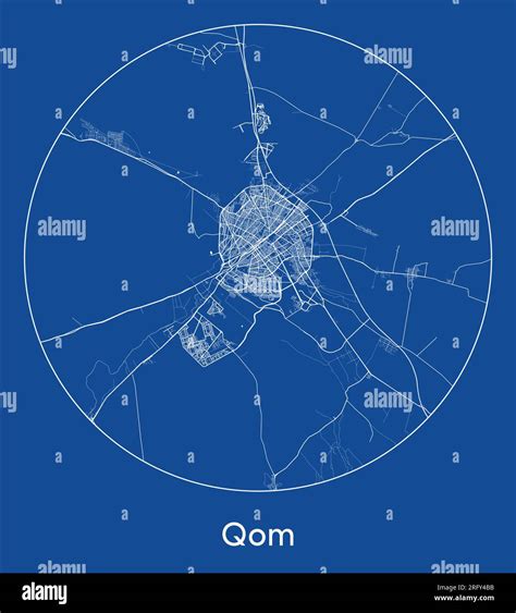 City Map Qom Iran Asia Blue Print Round Circle Vector Illustration