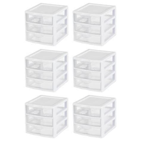 Sterilite Clearview Plastic Small 3 Drawer Desktop Storage Unit White